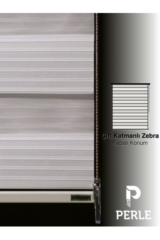 Br Perle Pliseli Ekru Renk Zebra Perde Yüksek Kalite Alüminyum Kasa Ekru