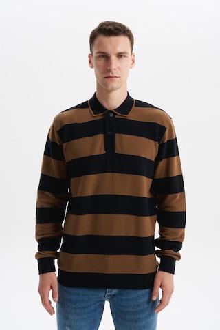 AR-MA Arma Erkek Ribanalı Regular Fit Çizgili %100 Pamuk Ringel Ottoman Kumaş Polo Yaka Düğmeli Sweatshirt K30554952602 Siyah