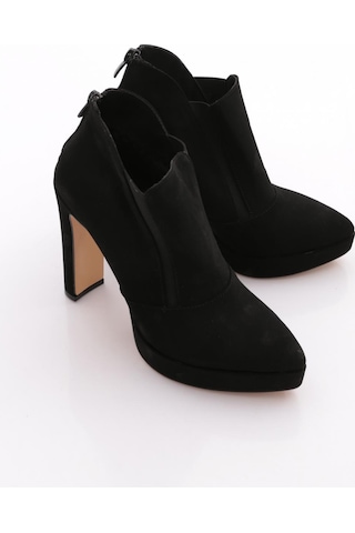 Dgn 611 Kadin Topuklu Bot Siyah Velvet
