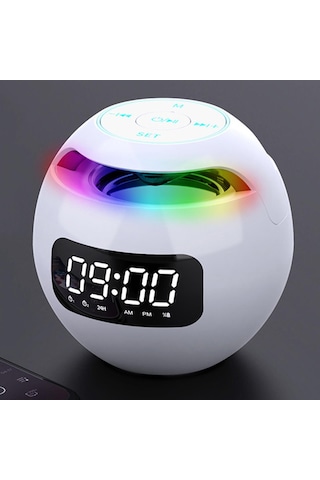 Dolıty Mini Ev Bluetooth Kablosuz Hoparlör Çalar Saat Beyaz-b