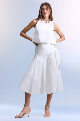 Defacto A Kesim Normal Bel Poplin Midi Etek H3435ax26smwt32 Beyaz-wt32