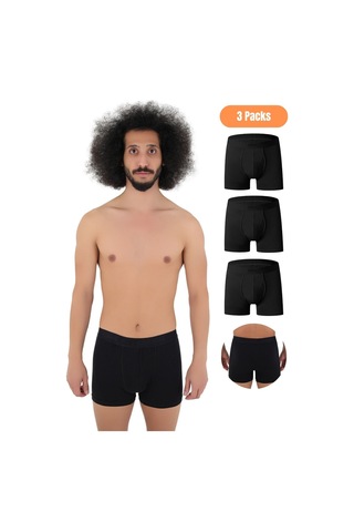 Cnt Erkek 3'lü Boxer 1. Sınıf Kumaş Premium Paket Özel Dizayn. Düz Likralı Boxer Şort Çeyizlik Hediyelik Siyah Siyah
