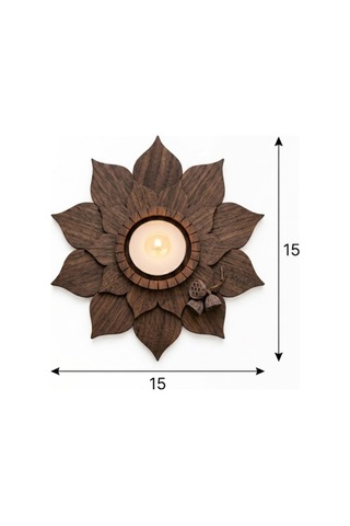 3 Katlı Ahşap Lotus Mumluk