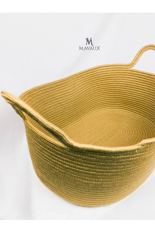 Mavaux Dekoratif Jüt Saplı Hasır Sepet Bej 20x30x50 Cm, Ipli Oyuncak Sepeti, Doğal Ipli Havlu Sepeti Jüt