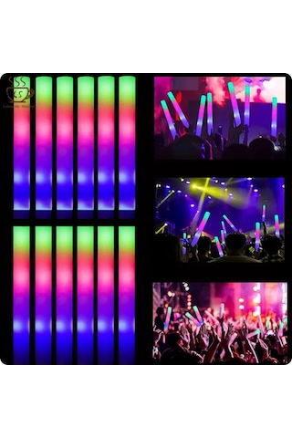 Led Köpük Işık Çubuğu 40 Cm Rgb Işıklı Parti Konser Düğün Doğum Günü Eğlence Cheer Stick Tek Mod Rgb 3+ Yaş