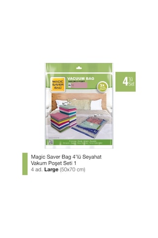 Magic Saver Bag Vakumlu Poşet Hurç 4'lü 50 x 70 CM L Şeffaf
