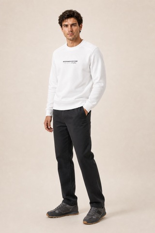 Redline Takes Bisiklet Yaka Kışlık Regular Fit Sweatshirt Beyaz