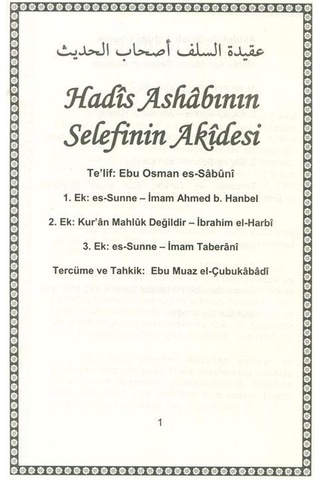 Hadis Ashabının Selefinin Akidesi / Ebu Osman Es-sabuni