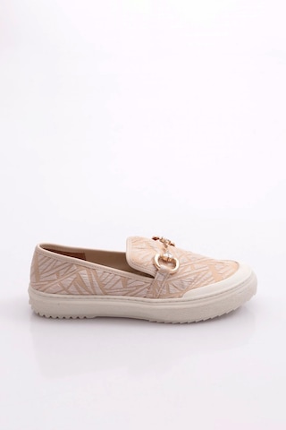 Dgn Pm373-k2001 Kadin Metal Aksesuarli Loafer Ayakkabi Ten Keten