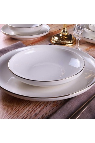 Porselen Elif 24 Parça Altın File-star Yemek Takımı