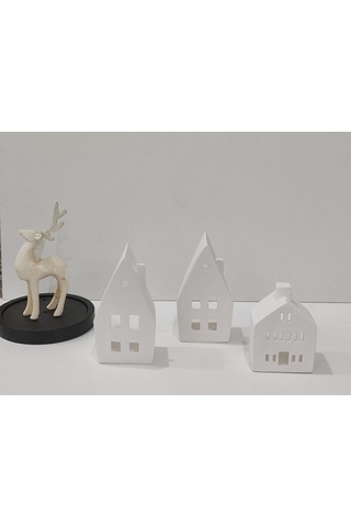 Home Yılbaşı Ev Mumluk Seti, Beyaz Yüksek Kaliteli Malzeme Dekoratif Obje, Biblo, Ev Dekoru, Masa Dekoru, Yılbaşı Dekoru, Hediyelik Beyaz
