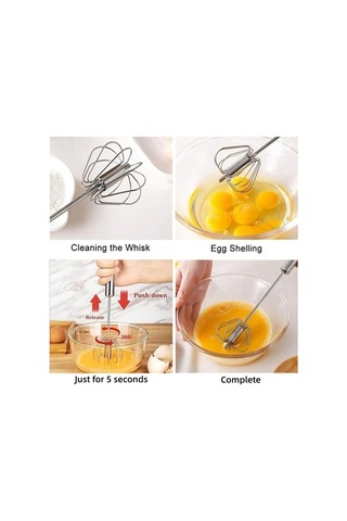 Fortunelane Paslanmaz Çelik Yarı Otomatik Çırpma, El Frother Ve Wisking Aracı, Yemek Yumurta Çırpıcı, Yumurta Döndürücü, Yumurta Paslanmaz Çelik