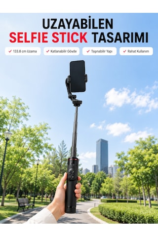 Aı Takipli Gimbal Selfie Stick 360 Otomatik Yüz Takibi Bluetooth Kumandalı Uzayabilir Tripodlu Telefon Sabitleyici - ...
