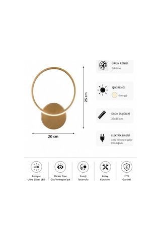AvizeGO Tisa Modern Led Duvar Apliği Günışığı Eskitme
