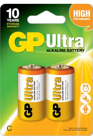 Gp G-tech Lr14 Orta Boy Ultra Alkalin Pil 2'li Paket Gp14au-u2 C Boy