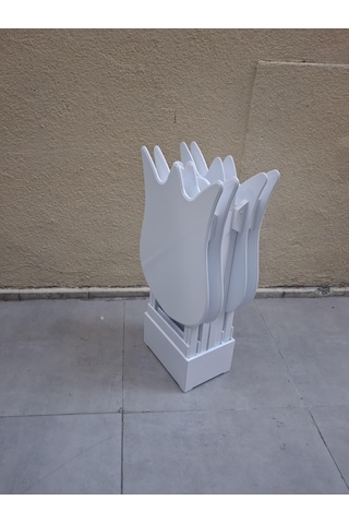 Zigon Çanta 90539 Lale Model Dörtlü Takım Ahşap Mdf Beyaz Renk El Yapım Beyaz