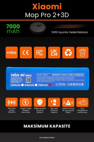 Xiaomi Mop Pro 2+ 3d Stytj01zhm 7000mah Robot Süpürge Bataryası