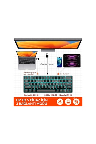 V800 68 Tuşlu Rgb Mekanik Gaming Klavye Kablolu Oyuncu Klavyesi, Mavi Switch , Ultra Kompakt E-spor Oyuncu Klavyesi