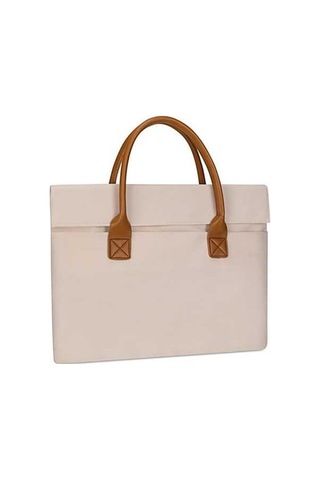 Pazly Taşınabilir Dizüstü Bilgisayar Çantası, Oxford Kumaş, Sıçrama Geçirmez, 34x24x3cm, Bej Renk, İş Ve Okul Kullanımı İçin Bej