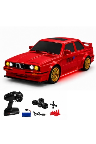 Uzaktan Kumandalı Bmw E30 Drift Arabası Retro Efsane Kasa 30 Km/h Sürat Yapabilen 4x4 Şarjlı Hız Ayarlı Led Işıklı 7 Farklı Renk 2 Farklı Mod Kırmızı