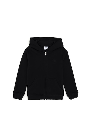 U.S. Polo Assn. Erkek Çocuk Siyah Basic Fermuarlı Sweatshirt 50289144-VR046