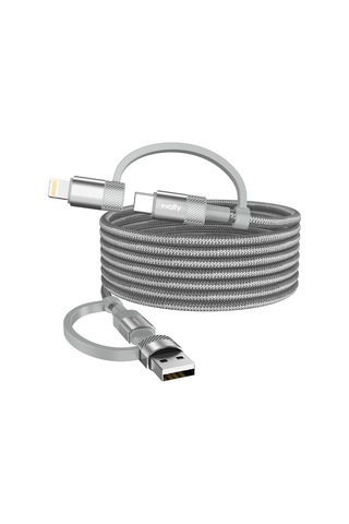 Hızlı Şarj Kablosu 4 İn 1 Usb-a/c To Type-c/lightning, 60w, 1.2m, Manyetik Gri-v0201008