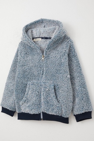 Breeze Erkek Bebek Peluş Hırka Kapüşonlu Fermuarlı 9 Ay-3 Yaş, Lacivert Lacivert