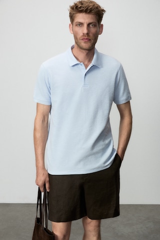 Grımelange Mınnutu Erkek Organik Pamuklu Polo Yakalı Regular Fit Mavi T-shirt