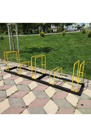 Bisiklet Park Alanı Apartman Bisiklet Park Yeri Metal 5'li Sarı - Siyah