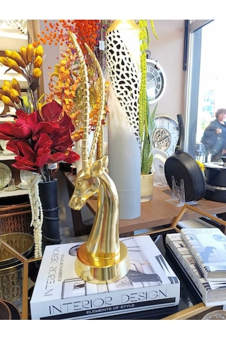 Deer Head Gold 13x15x55 Cm