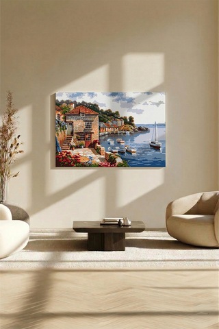 Sayılarla Boyama Seti 40 x 50 CM Tuval Şasesine Gerili Renkli Rıhtım