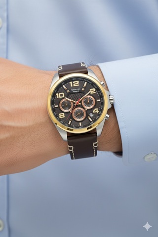 For Motion Erkek Kol Saati Altın Ve Gümüş Renk, Siyah Kadran - 010658f, 2 Yıl Garantili Bakır