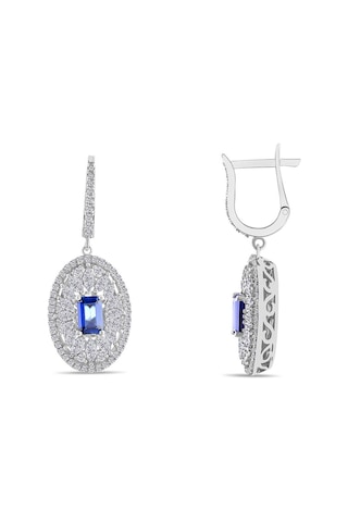 3.25 Karat Laboratuvar Pırlanta Safir Küpe - Hrd Sertifikalı