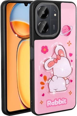 Xiaomi Redmi 13c İle Uyumlu Kılıf Parlayan Kabartmalı İkonik Figürlü Silikon Kapak