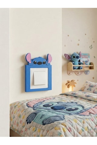 Stitch Anahtar & Priz Çerçevesi El Yapımı Işık Anahtarı Süsü Çocuk Odası Duvar Dekoru Dekoratif Hediye Stich 001