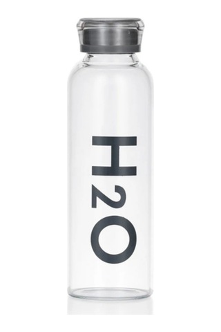 H2o 1 Lt Borosılıkat Cam Matara Isıya Dayanıklı Büyük Boy Matara Gri