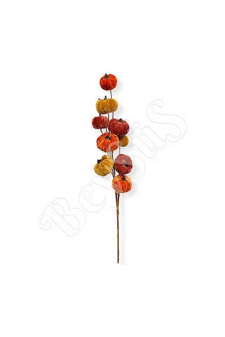 Cadılar Bayramı Renkli Kadife Bal Kabağı Dalı 57cm Çok Renkli