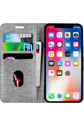 Samsung Galaxy Uyumlu S20 Fe Kartvizitli Cüzdan Kılıf Gri Samsung Galaxy Uyumlu S20 Fe Kartvizitli Cüzdan Kılıf Gri
