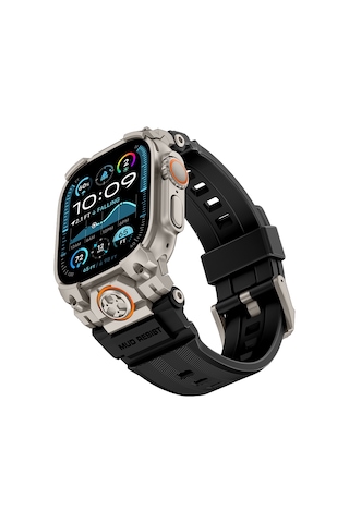 Watch Ultra 49mm Uyumlu Mohseven İwatch Armor Silikon Kordon Titanyum-siyah