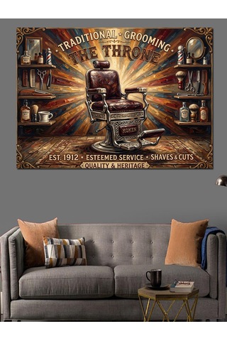 Barber Shop The Throne Tabelası Dekoratif Kanvas - Mdf Ahşap Tablo