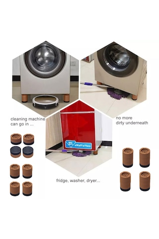 Tineke Beyaz Eşya Ayağı Çamaşır Makinesi Mobilya Titreşim Önleyici Kaydırmaz 6 Cm Yükseltici 4 Lü Kahverengi Kahverengi