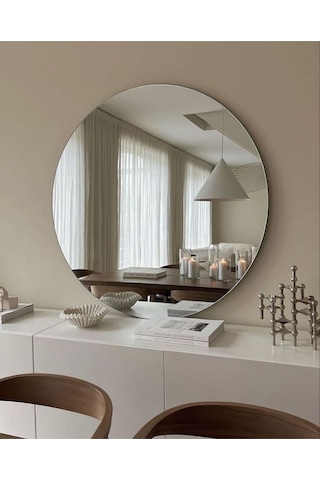 Ayna / Yuvarlak Ayna / Dekoratif Ayna / Banyo Aynası/konsol Aynası/45 Cm Çapında 45 X 45 Gümüş Oval45 Gümüş