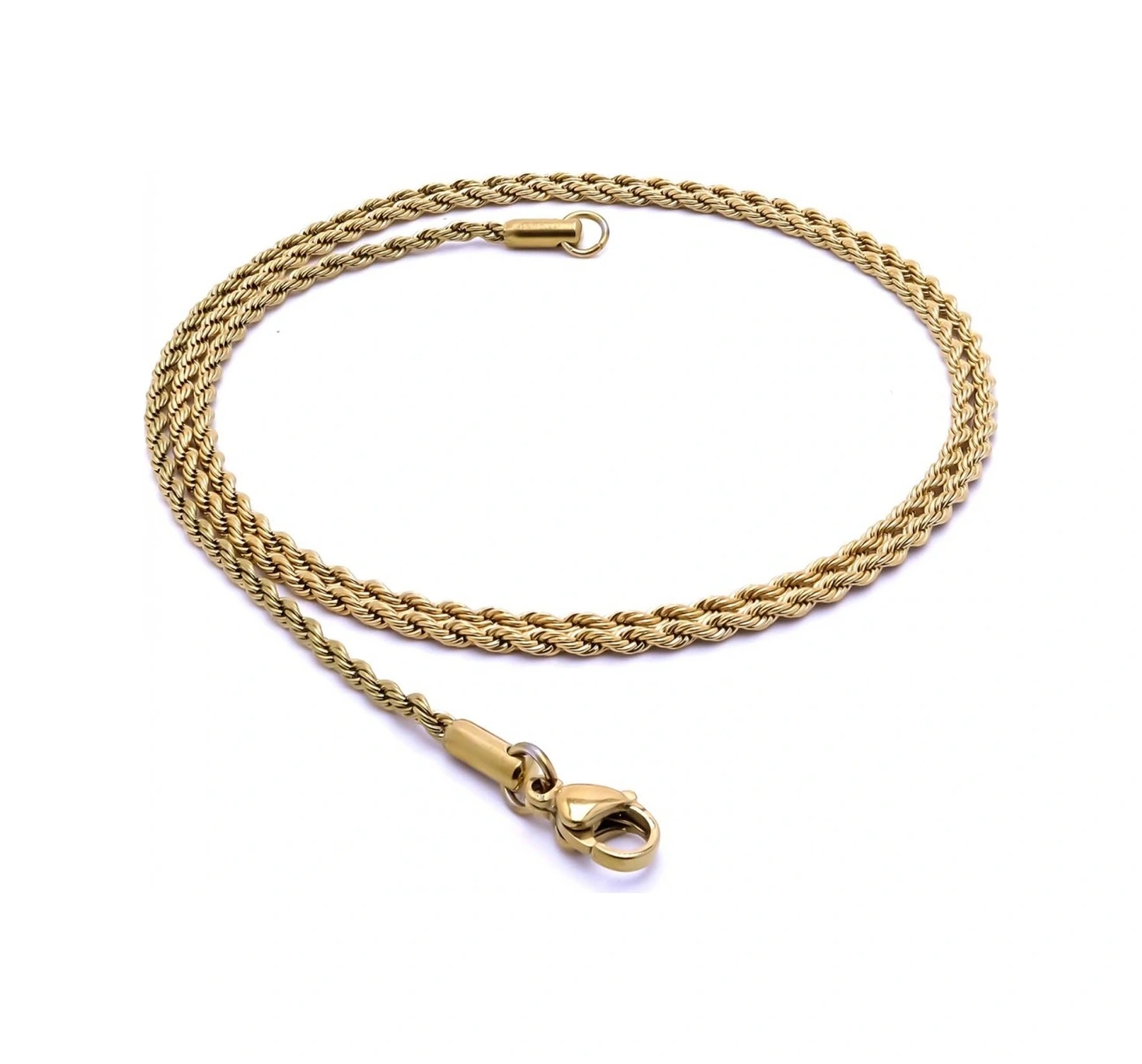 Moncuk Design Sarmal Halat Çelik Kolye 2mm 3351cek023 Sarı