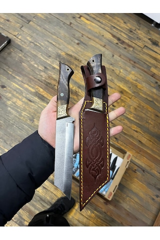 Koleksiyonluk N690 Böhler Çelik Tanto Kamp Bıçak Premium Kalite Açık Kahverengi