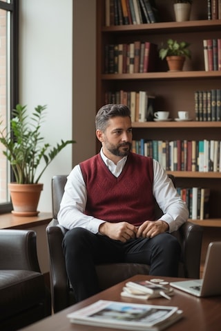 Kamalı Erkek Bordo Tüylenme Yapmayan Anti-pilling Standart Fit Saç Örgü Desenli Triko Süveter