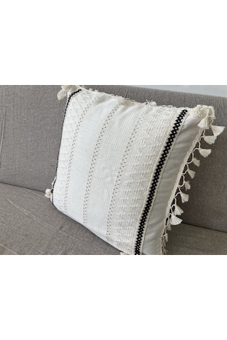 Dnc Home Tekstil Ndchome Özel Tasarım Tekli Keten Krem Kırlent Kılıfı 43 43
