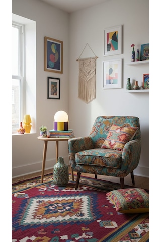 Modern Tasarım Makrome İp Abajur Dekoratif Lamba Masa Lambası Glop Cam Abajur Mor-sarı