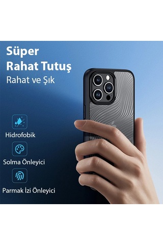 Dux Ducis Apple iPhone Uyumlu iPhone 15 Pro Max Aimo Series Premium Buzlu Sert Pc-tpu Kılıf- 5775 Siyah