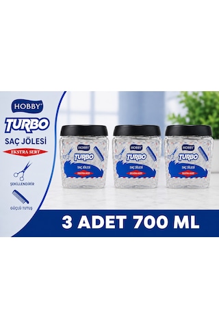 Hobby Turbo Saç Jölesi Extra Sert Uzun Süre Güçlü Tutuş 700 Ml X 3 Adet