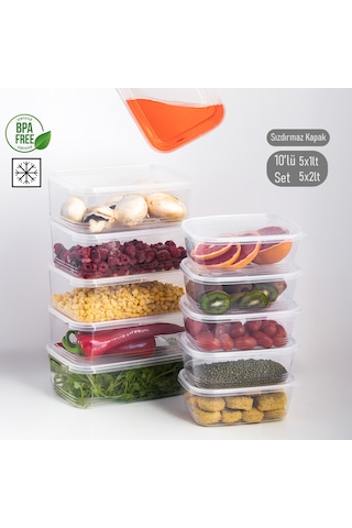 Porsima 4302 10'lu Buzluk Düzenleyici Saklama Kabı 2-1 Lt Şeffaf